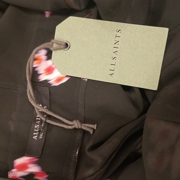 💕ALLSAINTS💕 Marcella Jasmine Dress ~ Jasmine Black Absract Moody Floral 6 NWT - Picture 12 of 15